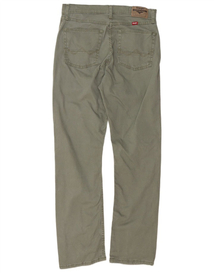 WRANGLER Mens Straight Casual Trousers W30 L30 Green Cotton