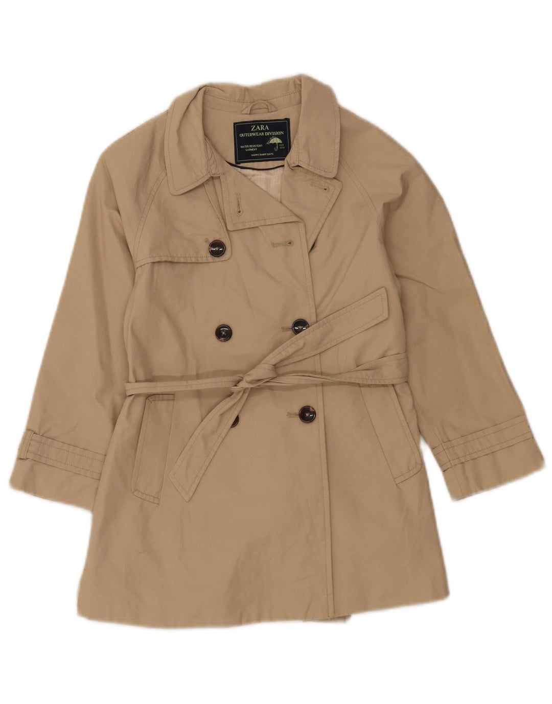 Zara Girls Raincoat 7-8 Years Beige Cotton