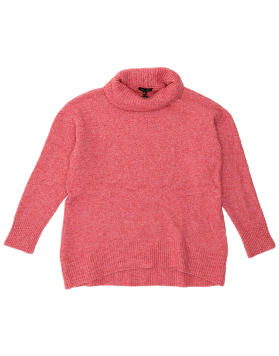Massimo Dutti Womens Roll Neck Jumper Sweater UK 12 Medium Pink Polyamide