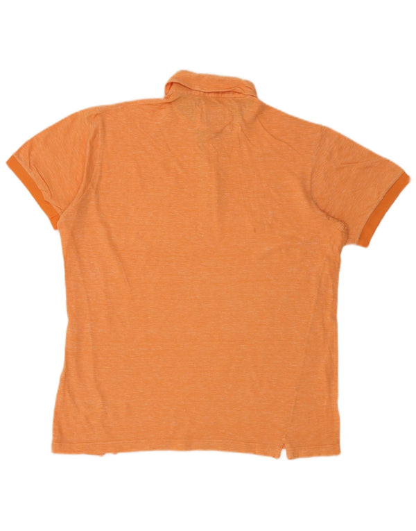 Boggi Mens Polo Shirt Large Orange Flecked Cotton