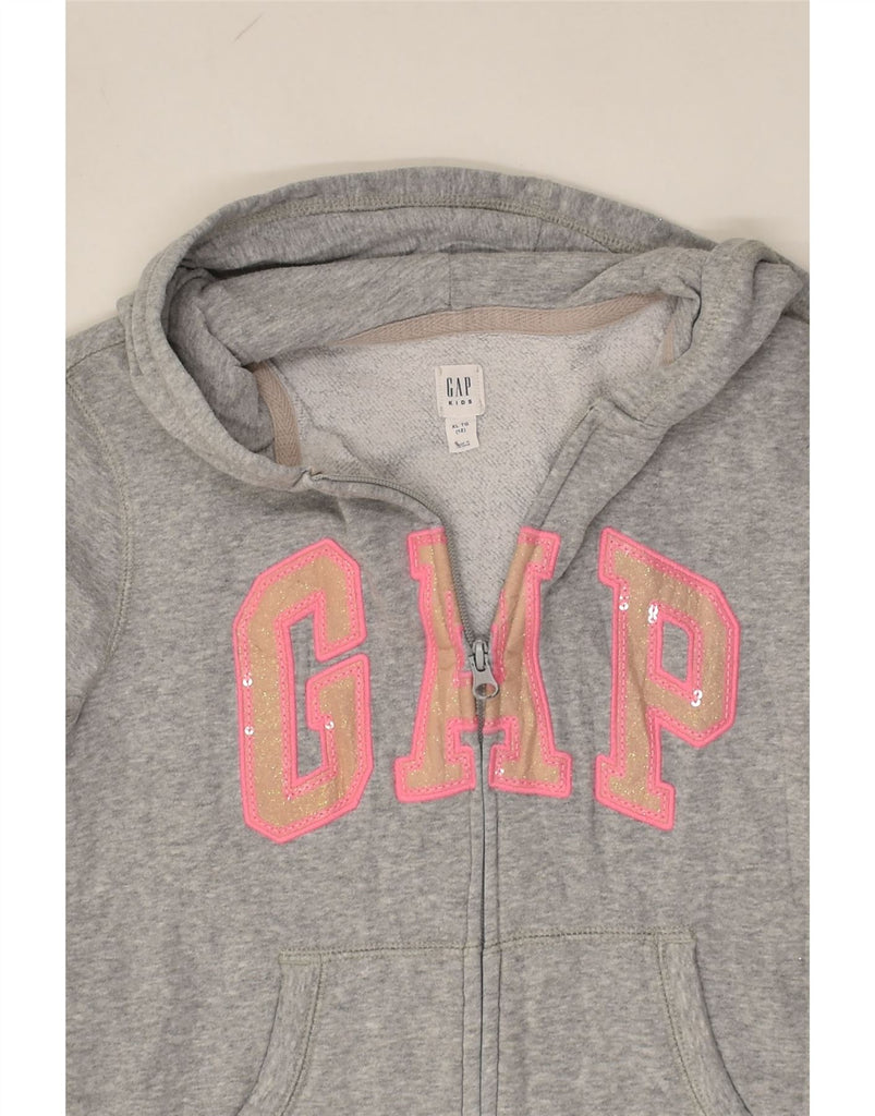 GAP Girls Graphic Zip Hoodie Sweater 11-12 Years XL Grey Cotton | Vintage Gap | Thrift | Second-Hand Gap | Used Clothing | Messina Hembry 