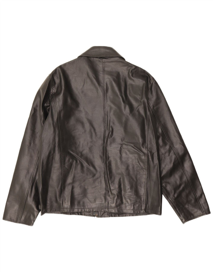 Mays Mens Leather Jacket IT 46 Small Black Leather
