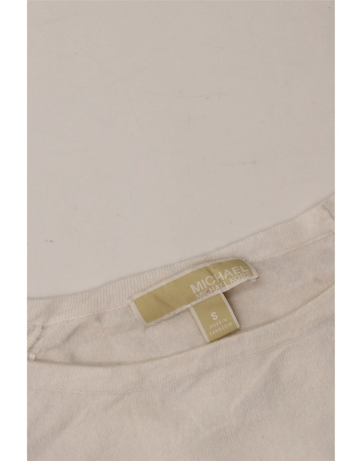 MICHAEL KORS Womens Boat Neck Jumper Sweater UIK 10 Small White Vintage Michael Kors and Second-Hand Michael Kors from Messina Hembry 