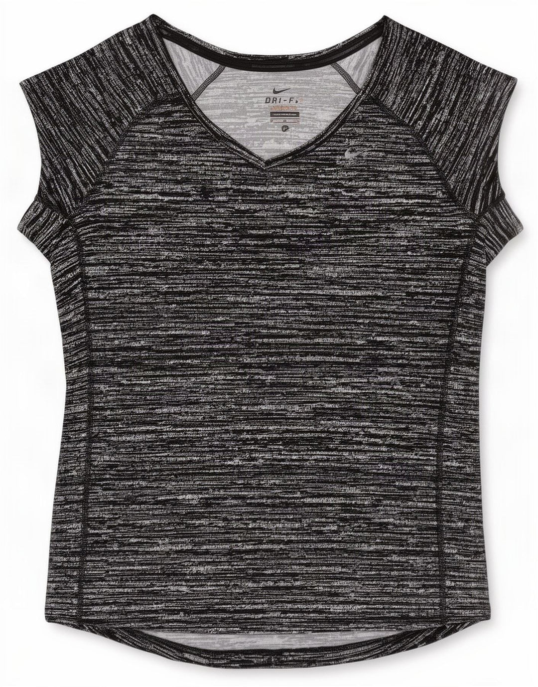 Nike Womens Dri Fit T-Shirt Top UK 12 Medium Black Flecked Polyester