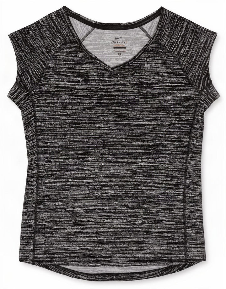 Nike Womens Dri Fit T-Shirt Top UK 12 Medium Black Flecked Polyester