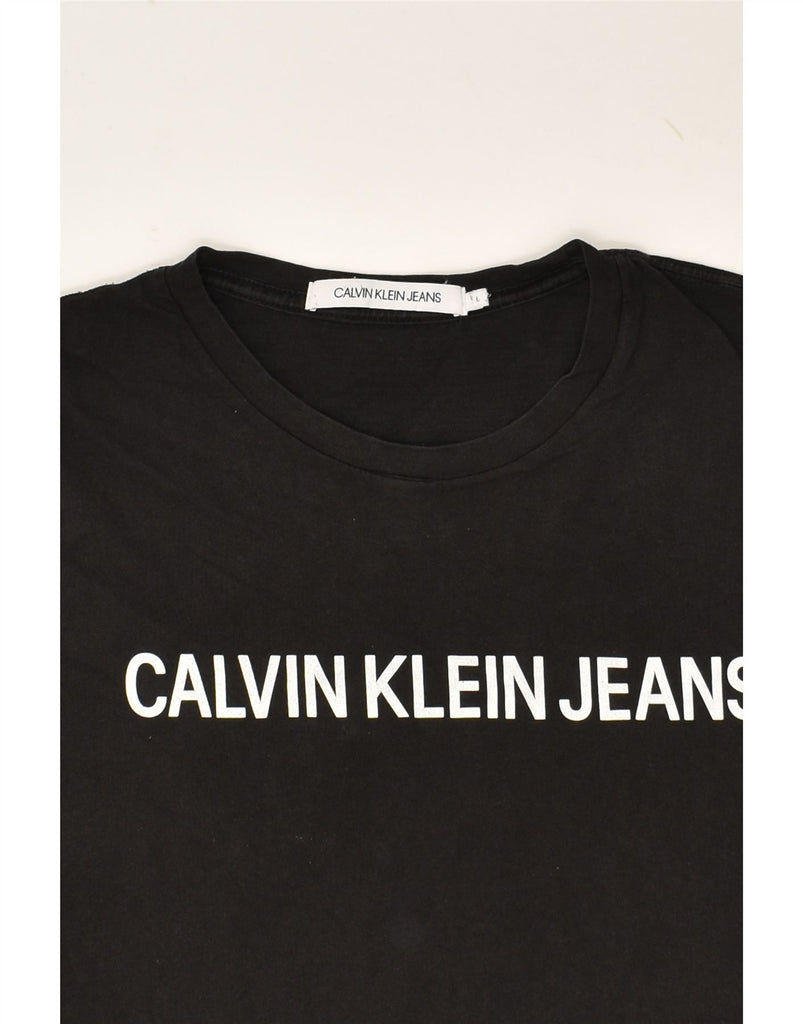 CALVIN KLEIN Mens Graphic T-Shirt Top Large Black | Vintage Calvin Klein | Thrift | Second-Hand Calvin Klein | Used Clothing | Messina Hembry 