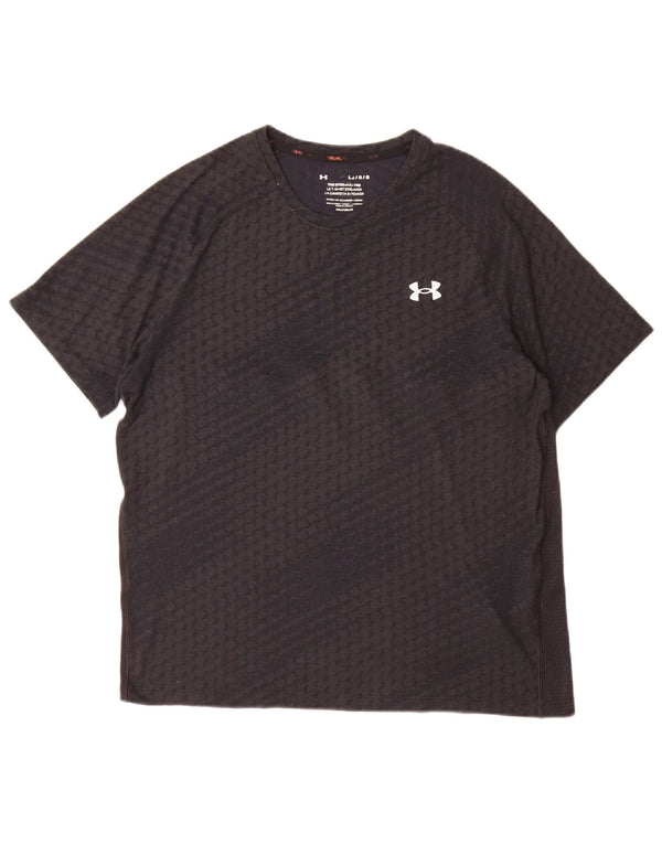 Under Armour Mens Heat Gear Graphic T-Shirt Top Large Black Geometric