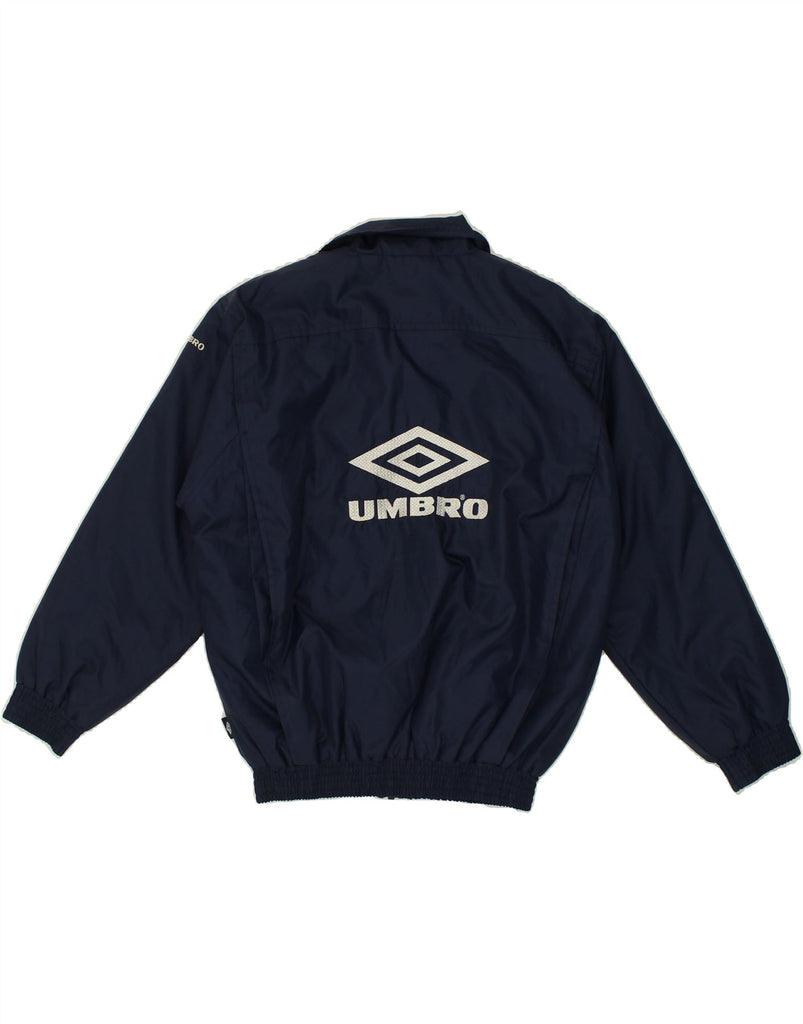 UMBRO Boys Graphic Bomber Jacket 12-13 Years Navy Blue Nylon | Vintage Umbro | Thrift | Second-Hand Umbro | Used Clothing | Messina Hembry 