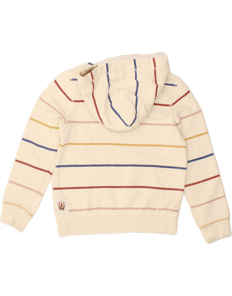 FAT FACE Girls Hoodie Jumper 7-8 Years White Striped Cotton Vintage Fat Face and Second-Hand Fat Face from Messina Hembry 