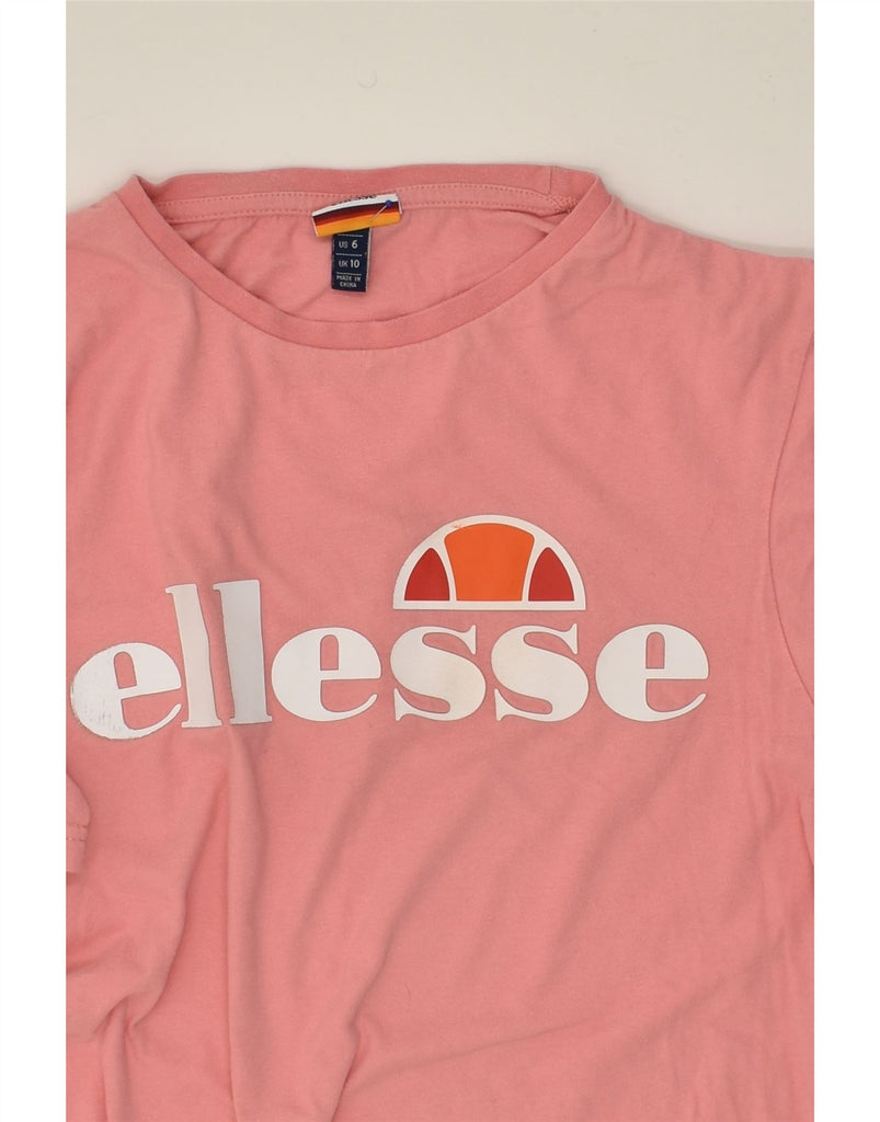 ELLESSE Womens Graphic T-Shirt Top UK 10 Small  Pink Cotton | Vintage Ellesse | Thrift | Second-Hand Ellesse | Used Clothing | Messina Hembry 