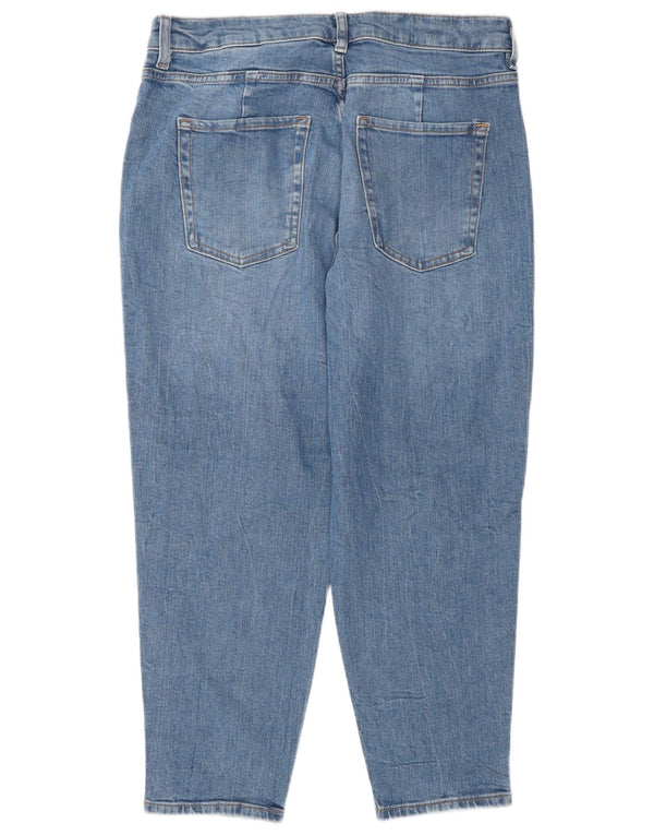 Marks & Spencer Womens Mom Cropped Jeans UK 14 Large W34 L25 Blue Cotton