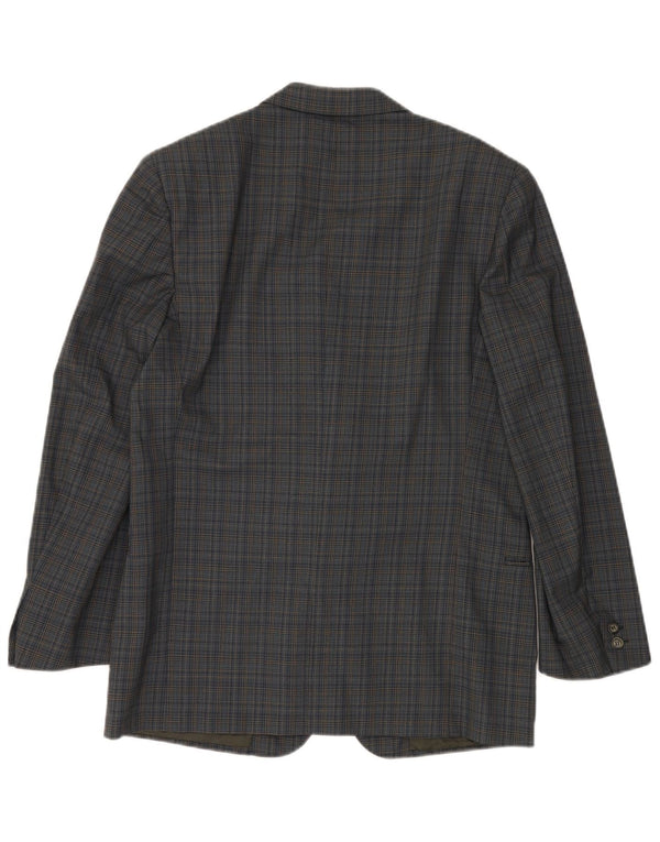 VALENTINO Mens 2 Button Blazer Jacket IT 50 Large Blue Check Viscose