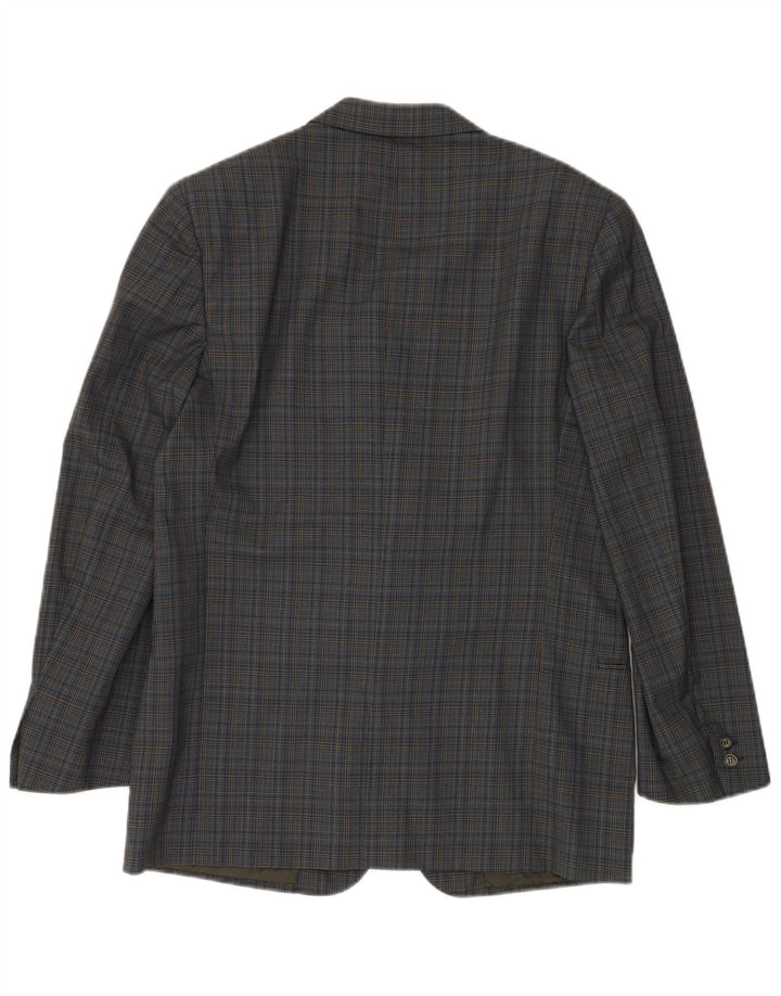 VALENTINO Mens 2 Button Blazer Jacket IT 50 Large Blue Check Viscose