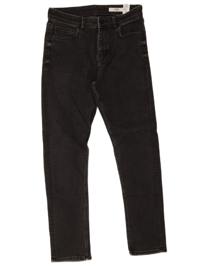 Marks & Spencer Womens Slim Jeans UK 12 Medium W30 L27 Grey Cotton