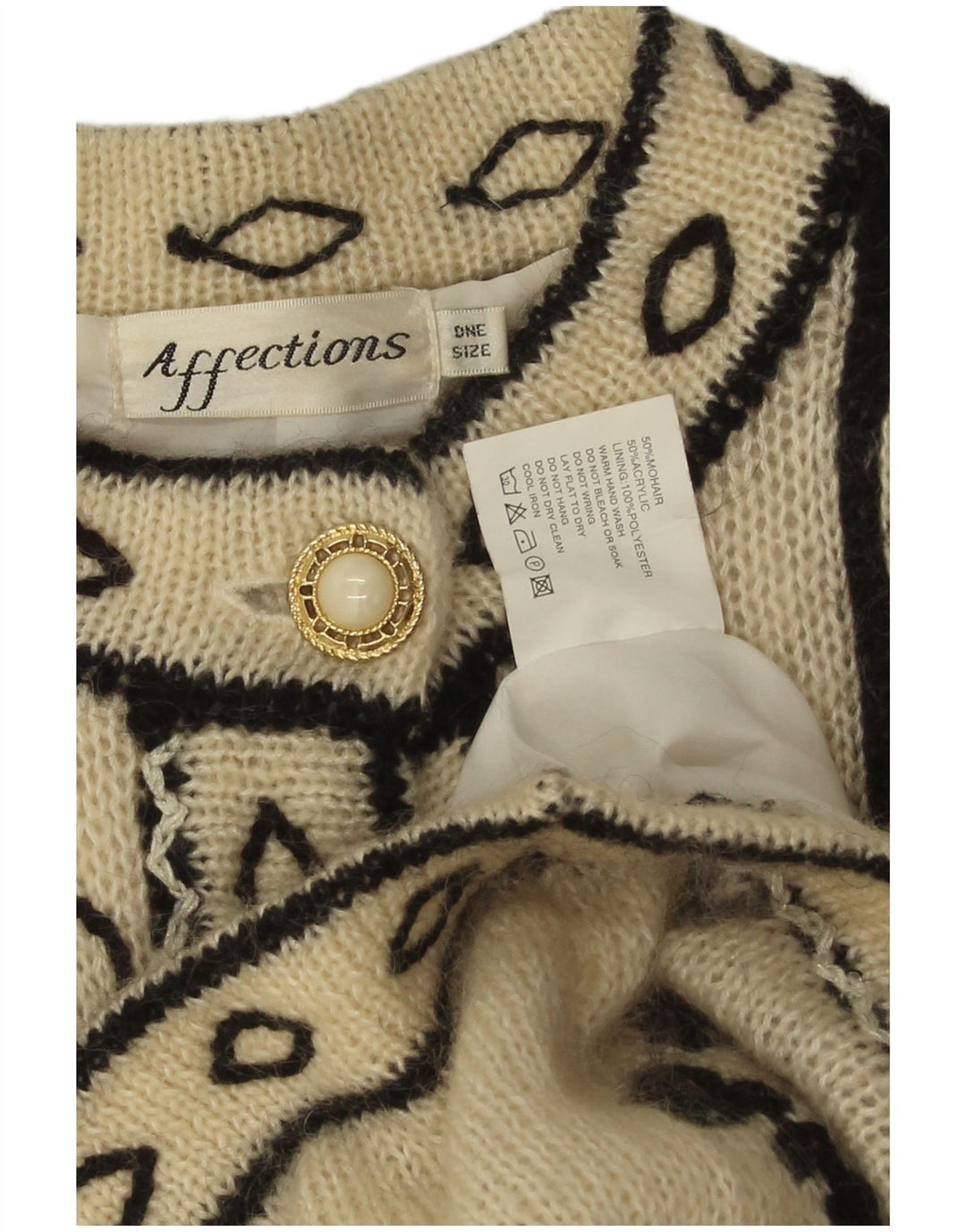 Affections Womens Longline Cardigan Sweater One Size Off White Floral