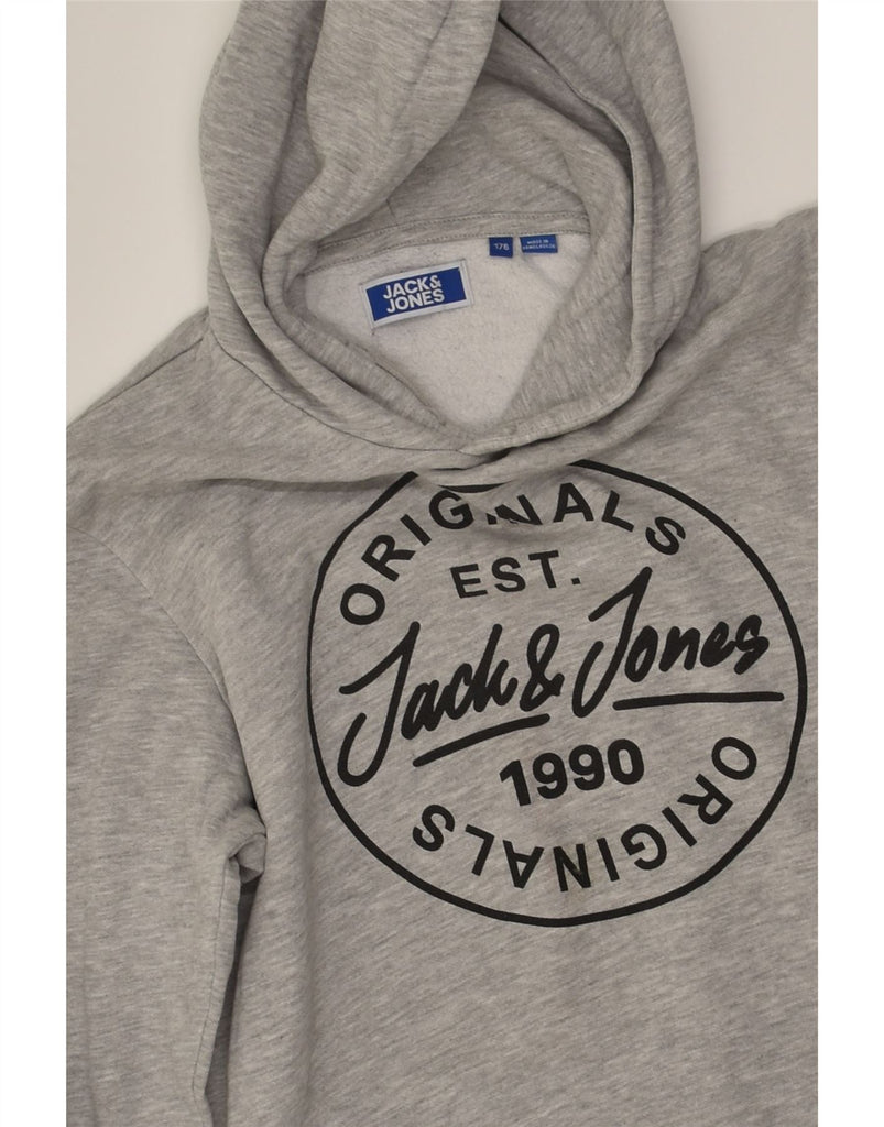 JACK & JONES Boys Graphic Hoodie Jumper 15-16 Years Grey Cotton | Vintage Jack & Jones | Thrift | Second-Hand Jack & Jones | Used Clothing | Messina Hembry 