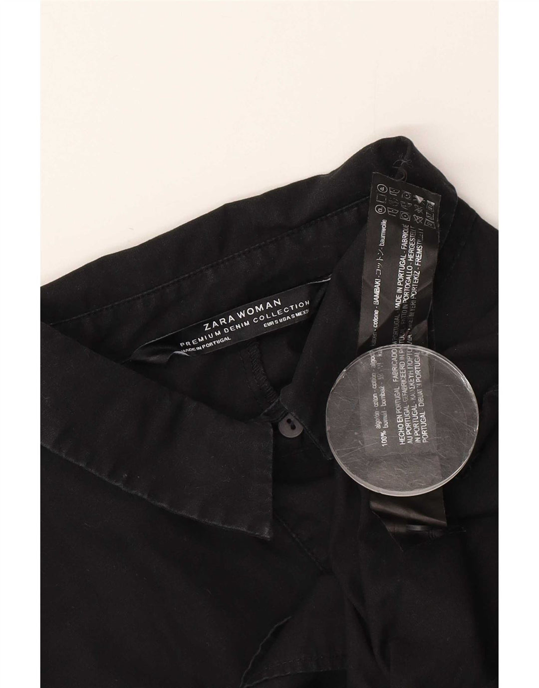 Zara Womens Oversized Shirt Blouse UK 10 Small Black Cotton
