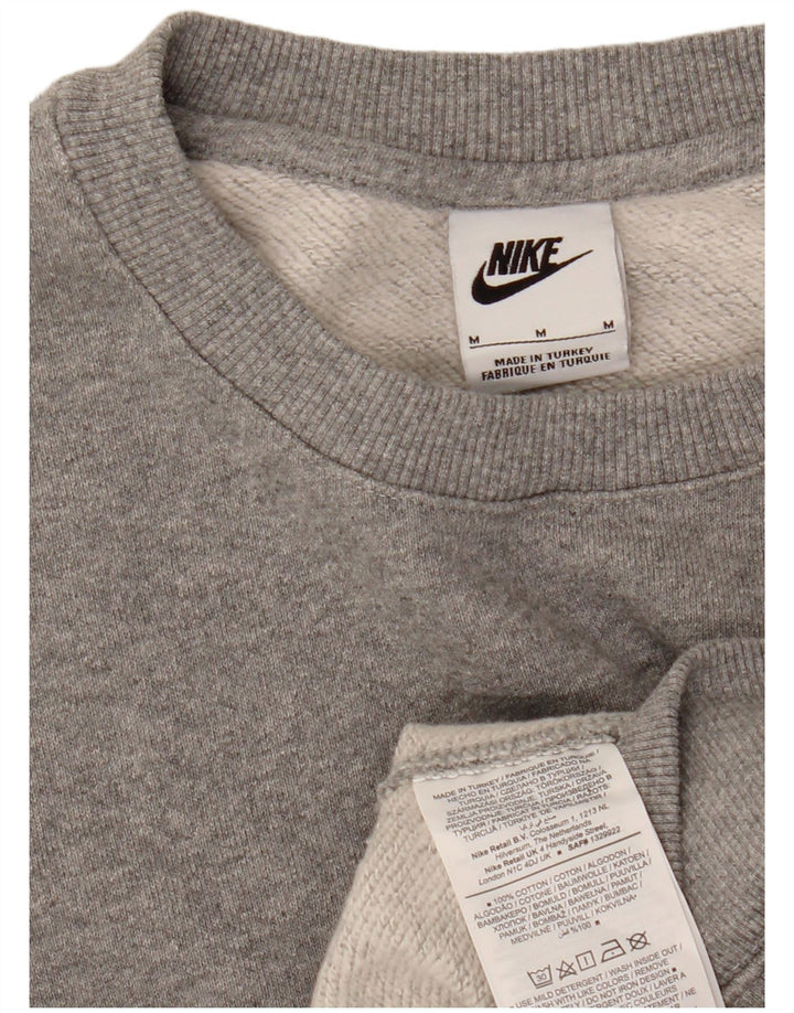 NIKE Womens Oversized Sweatshirt Jumper UK 14 Medium Grey Cotton
