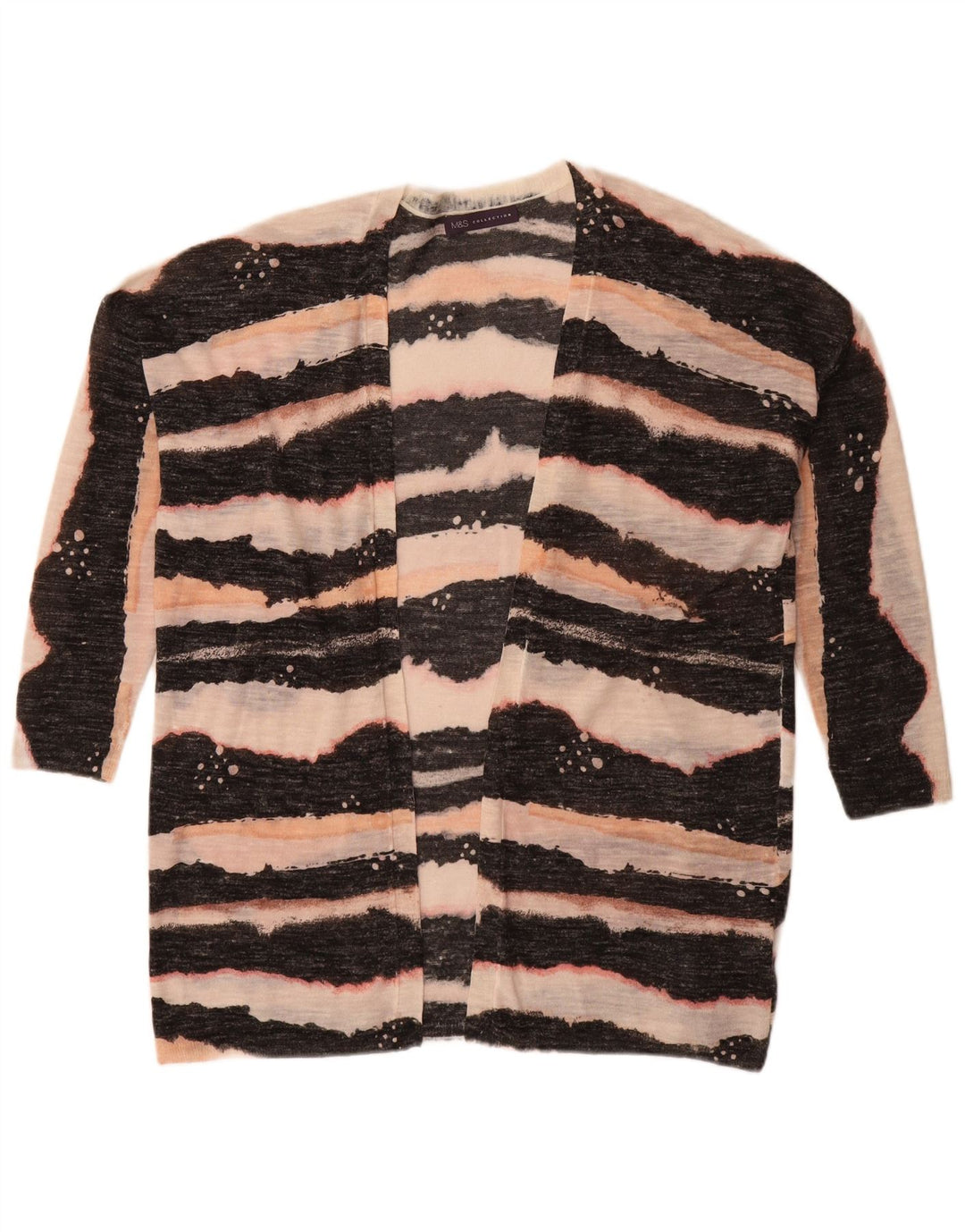 Marks & Spencer Womens 3/4 Sleeve Cardigan Sweater UK 14 Medium Black