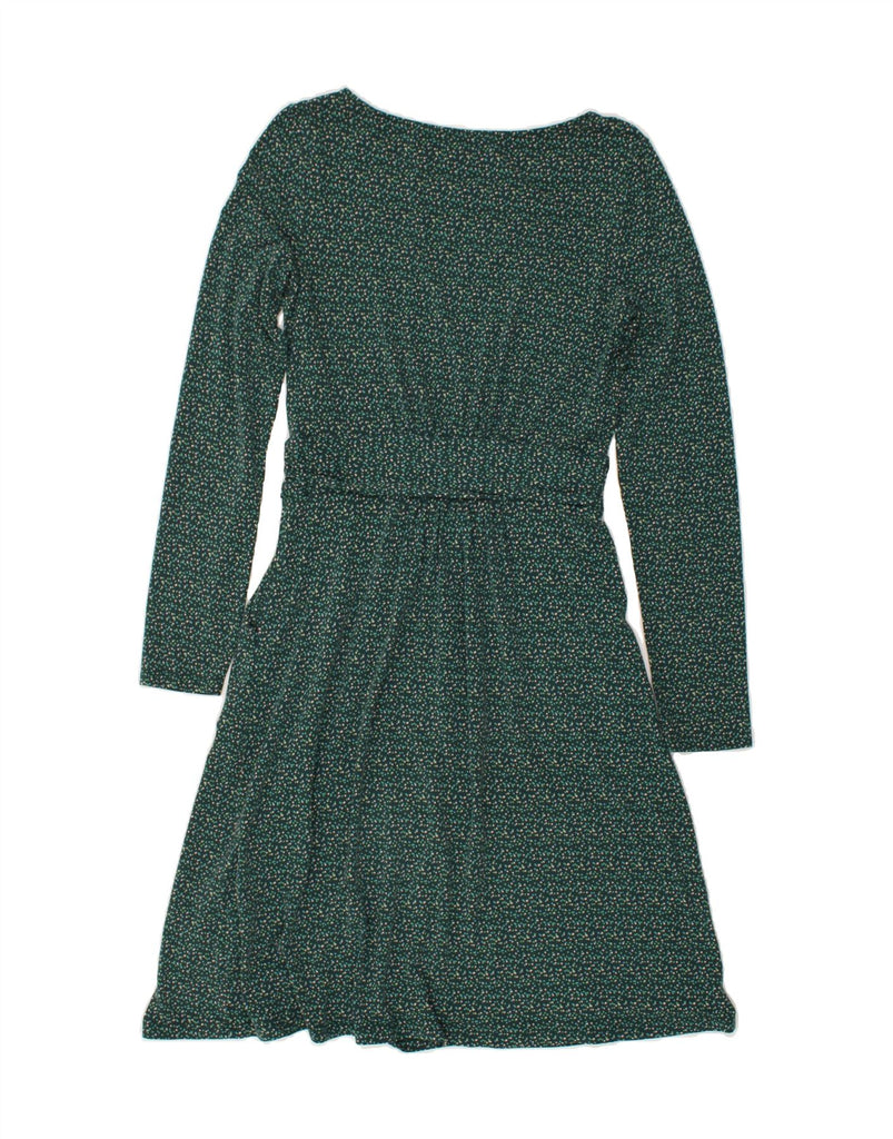 BODEN Womens Long Sleeve Basic Dress UK 8 Small  Green Spotted Viscose | Vintage Boden | Thrift | Second-Hand Boden | Used Clothing | Messina Hembry 