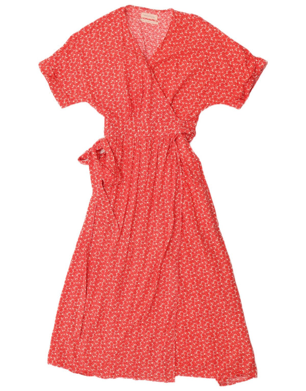 Urban Outfitters Womens Wrap Dress UK 10 Small Red Floral Viscose