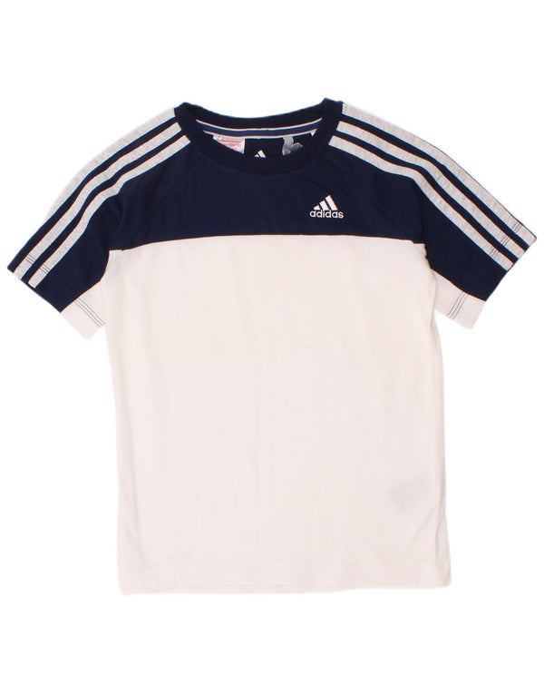 Adidas Boys Climalite T-Shirt Top 7-8 Years White Colourblock Cotton