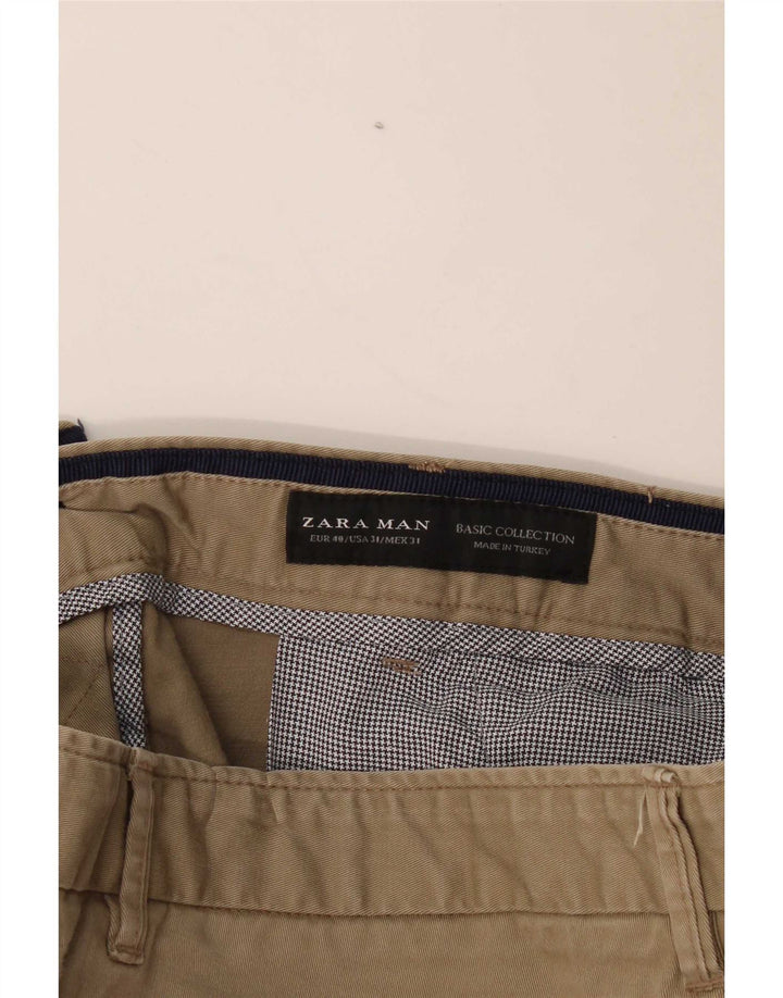 Zara Mens Slim Chino Trousers EU 40 Medium W31 L31 Khaki