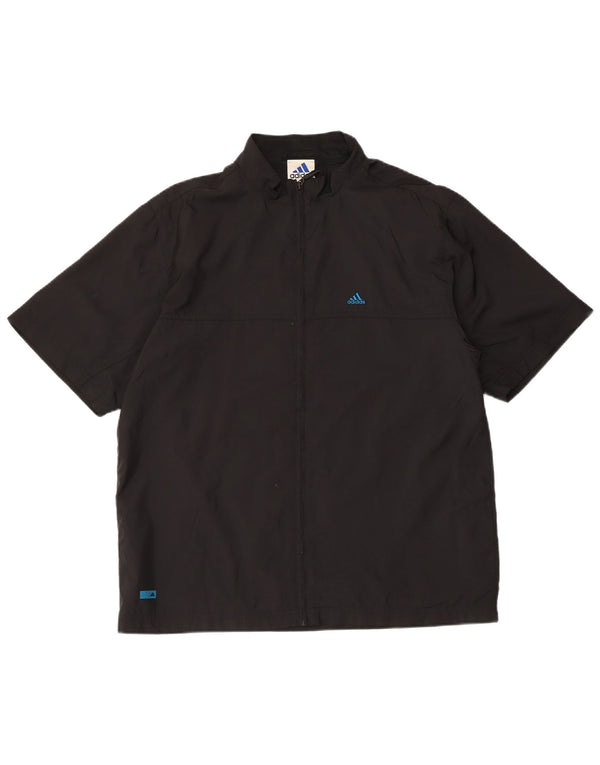 Adidas Mens Short Sleeve Tracksuit Top Jacket Small Black Polyester