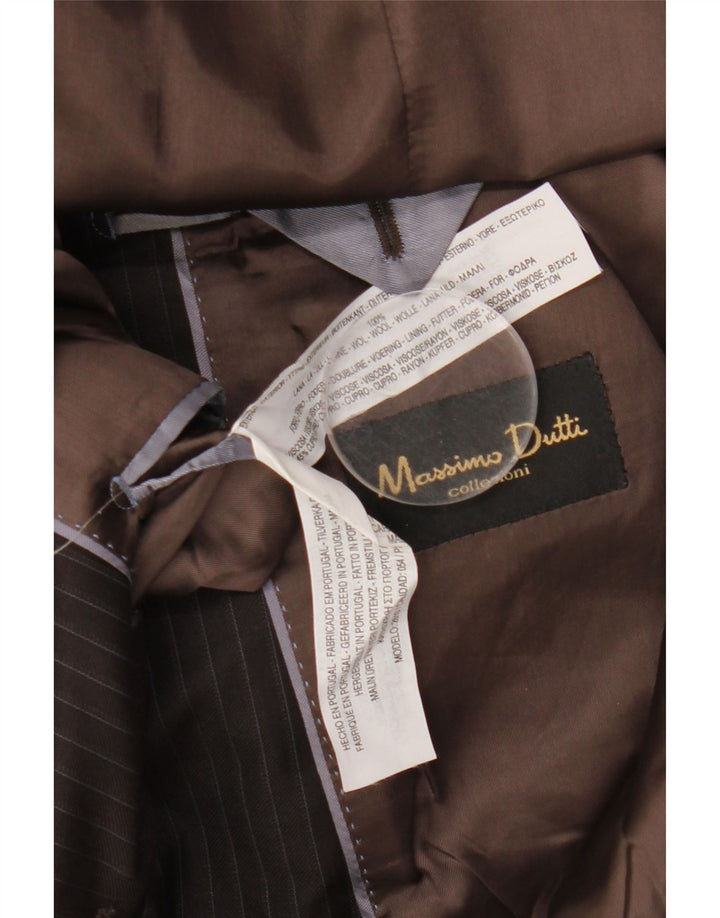 MASSIMO DUTTI Mens 2 Button Blazer Jacket EU 54 XL Brown Pinstripe Wool