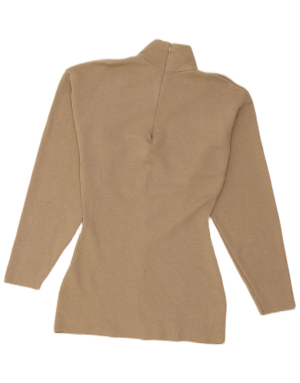 Zara Womens Turtle Neck Jumper Sweater UK 10 Small Beige Viscose