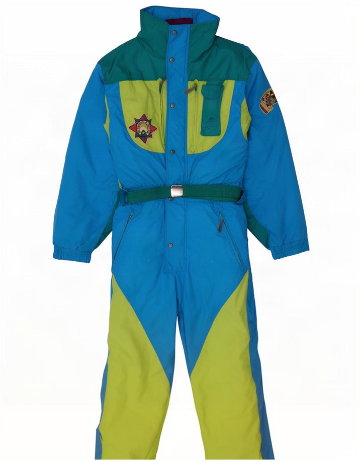 Vintage Mens Ski Jumpsuit IT 48 Medium Blue Colourblock Nylon