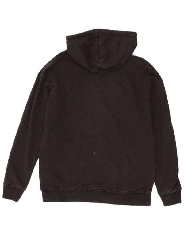 Adidas Womens Graphic Hoodie Jumper UK 12 Medium Black Cotton