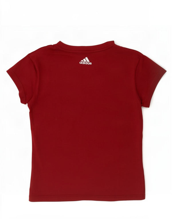Adidas Womens Graphic T-Shirt Top UK 4/6 XS Maroon Cotton Sports