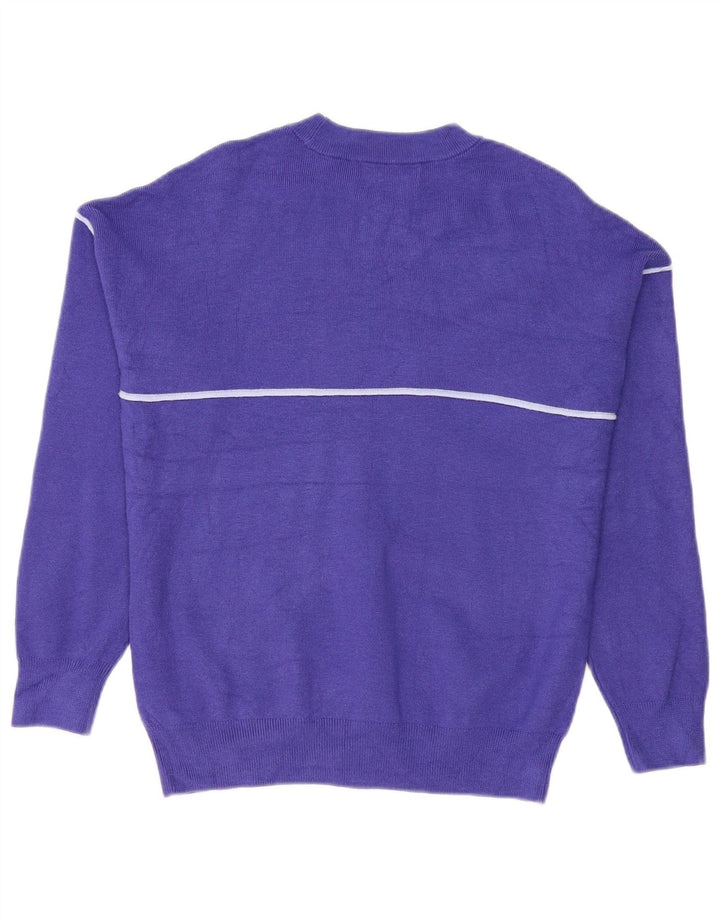 Marks & Spencer Womens Crew Neck Jumper Sweater UK 14 Medium Blue Viscose