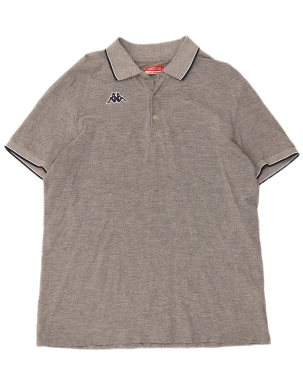 Kappa Mens Polo Shirt XL Grey Striped Cotton