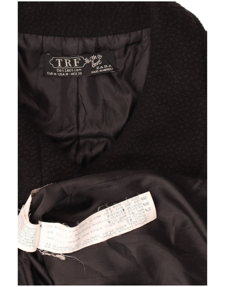 Zara Womens Overcoat UK 12 Medium Black Acrylic