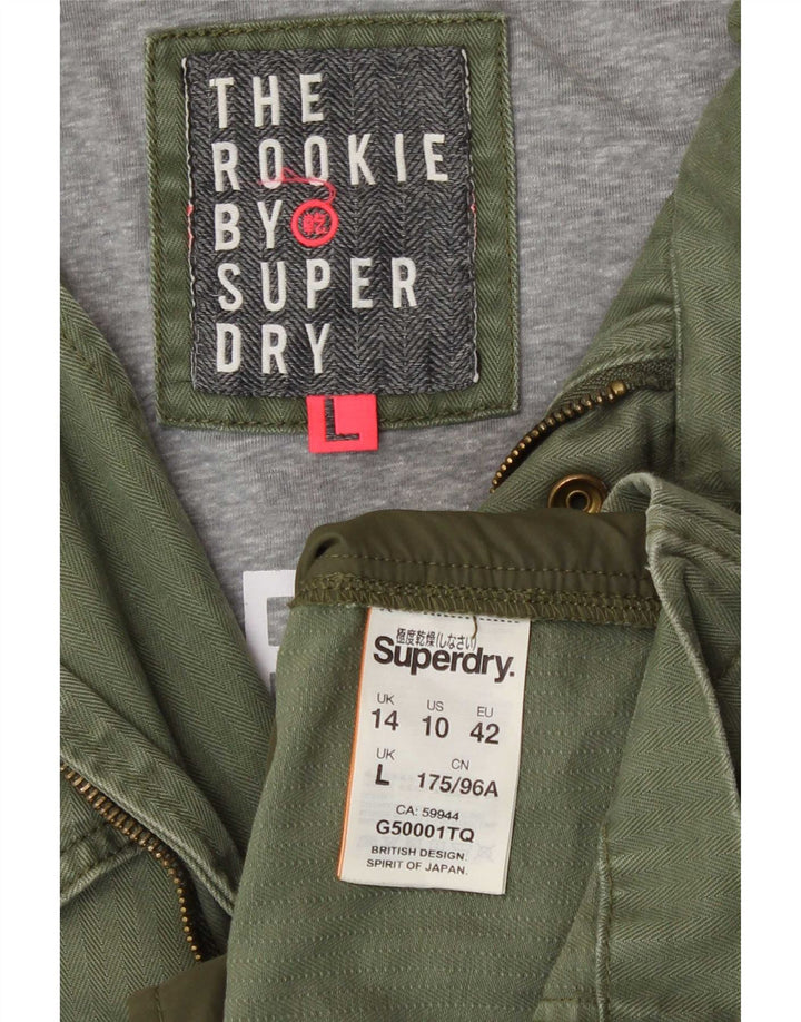 Superdry Womens Military Jacket UK 14 Large Green Cotton
