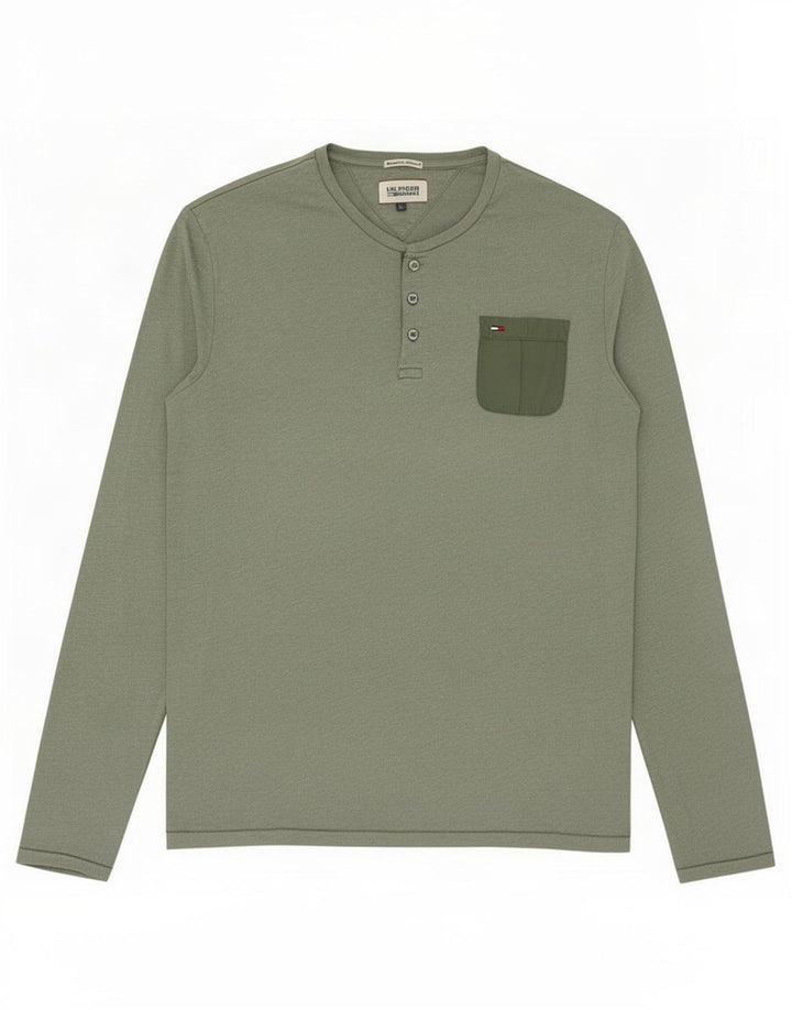 Tommy Hilfiger Mens Top Long Sleeve Large Grey Flecked Cotton