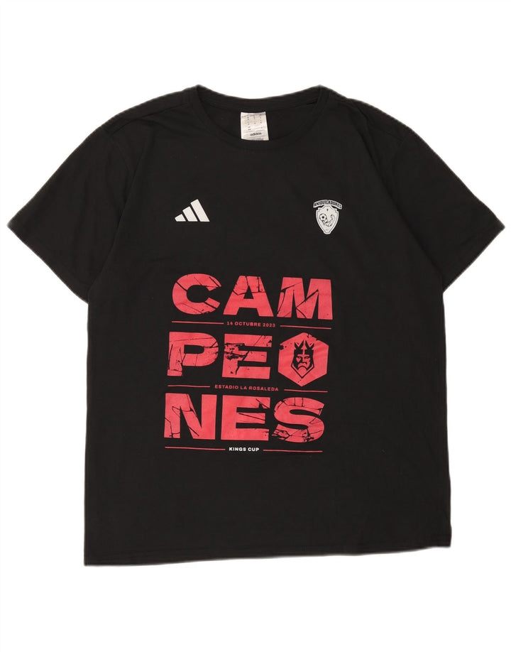Adidas Mens Graphic T-Shirt Top Medium Black Polyester