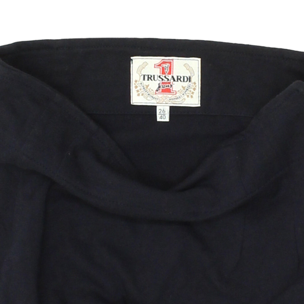 Trussardi Jeans Womens Navy Cotton Short Straight Skirt | Vintage Designer VTG Vintage Messina Hembry and Second-Hand Messina Hembry from Messina Hembry 