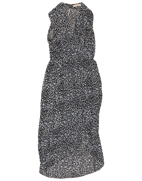 OASIS Womens Sleeveless Maxi Dress UK 10 Small Blue Animal Print Polyester