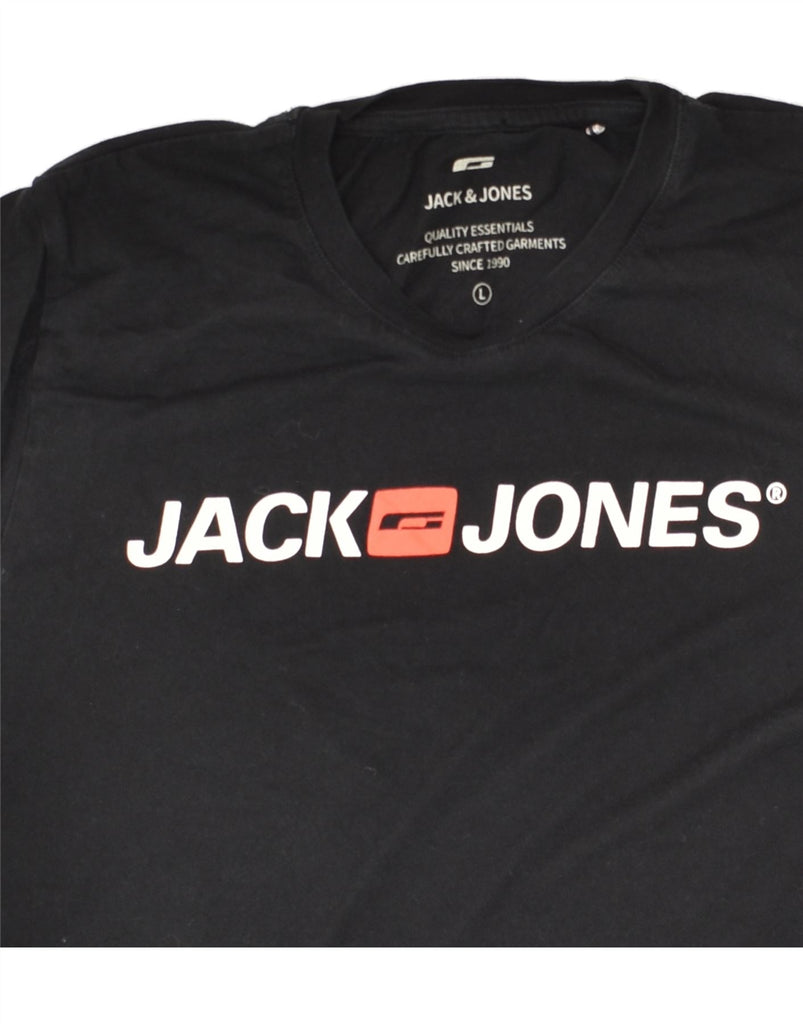 JACK & JONES Mens Graphic T-Shirt Top Large Black Cotton | Vintage Jack & Jones | Thrift | Second-Hand Jack & Jones | Used Clothing | Messina Hembry 