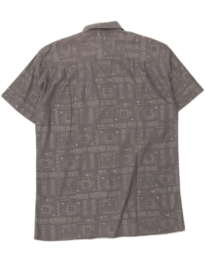 COTTON REPUBLIC Mens Short Sleeve Shirt Size 15 Medium Grey Geometric Vintage Cotton Republic and Second-Hand Cotton Republic from Messina Hembry 