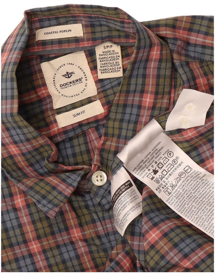 DOCKERS Mens Slim Fit Shirt Small Multicoloured Check Cotton