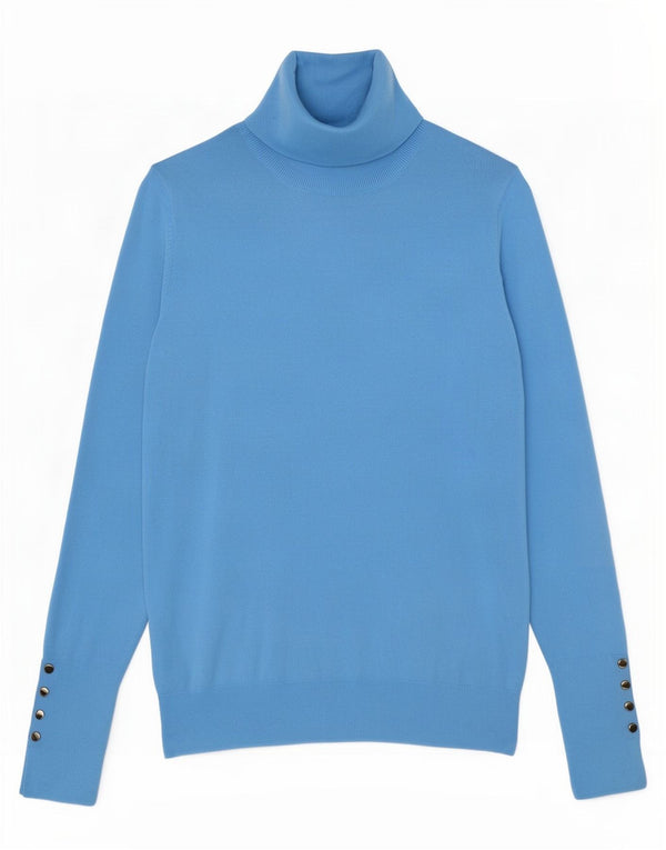 Zara Womens Roll Neck Jumper Sweater UK 12 Medium Blue Viscose