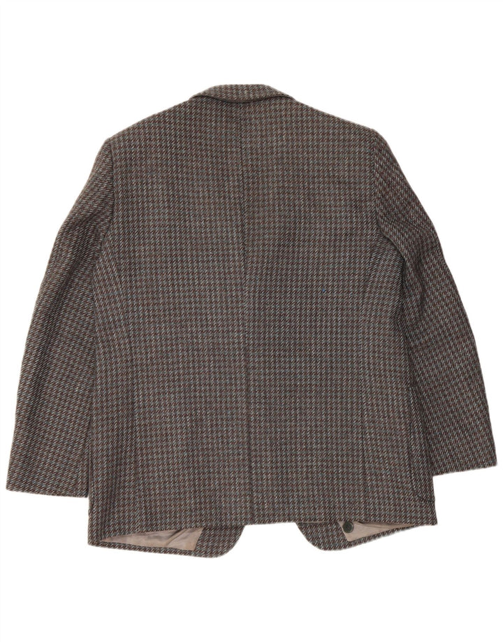 VINTAGE Mens 2 Button Blazer Jacket UK 38 Medium Grey Houndstooth