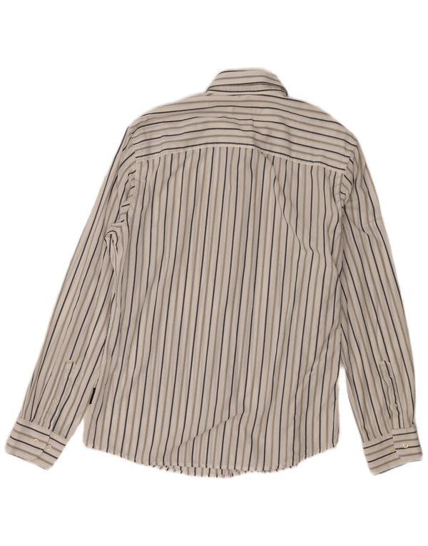 Sergio Tacchini Mens Shirt Large White Striped Cotton