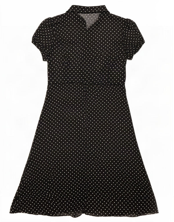 Marks & Spencer Womens See Through A-Line Dress UK 14 Medium Black Spotted
