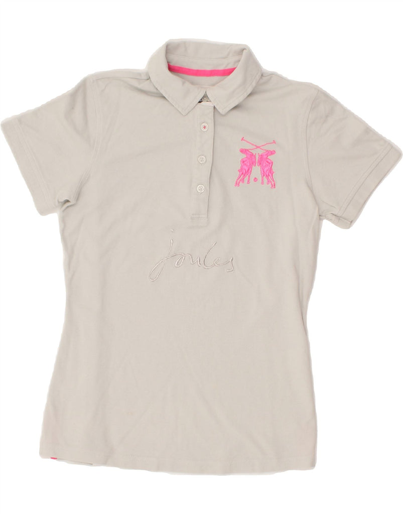 JOULES Womens Classic Fit Graphic Polo Shirt UK 10 Small White Cotton Vintage Joules and Second-Hand Joules from Messina Hembry 