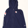 CHAMPION Boys Graphic Zip Hoodie Sweater 10-11 Years Medium Navy Blue Vintage Champion and Second-Hand Champion from Messina Hembry 